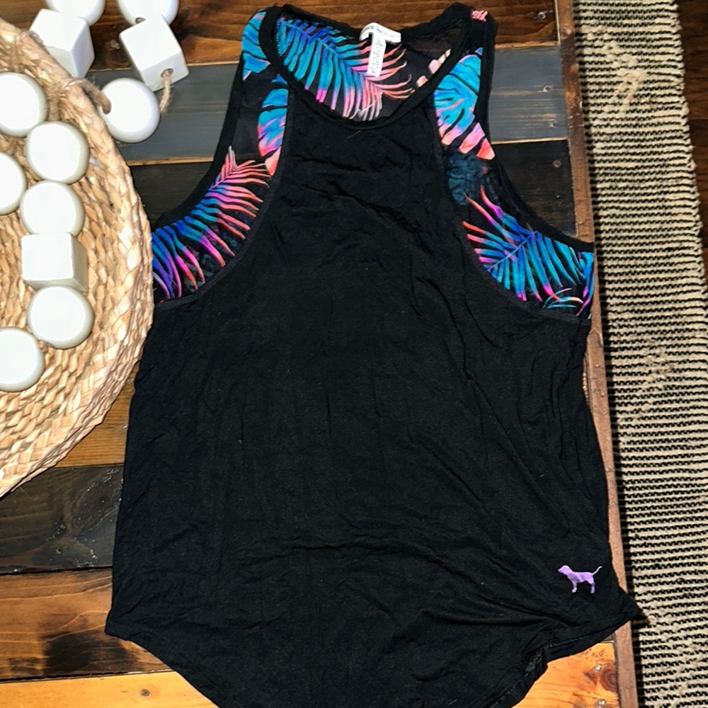 Black Victoria secret pink  Tropical Print Women's Tank Top